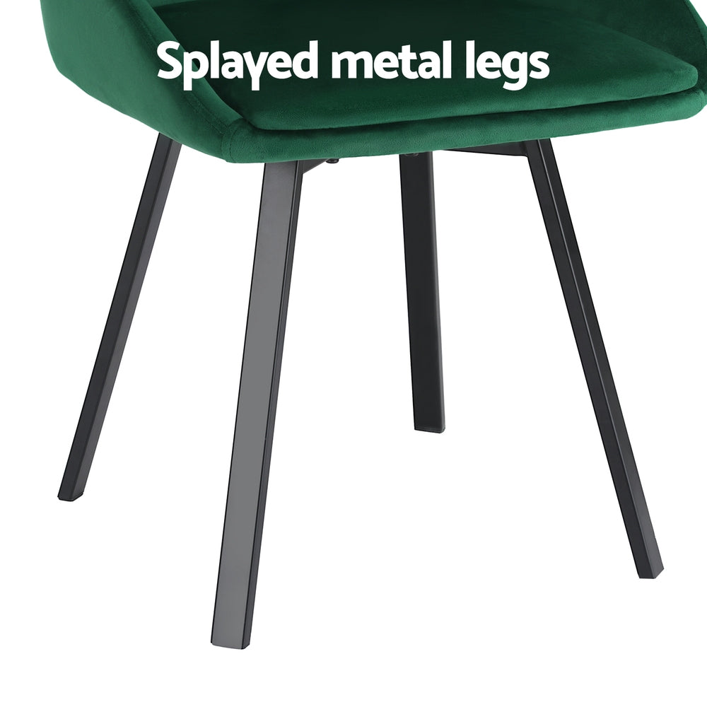 Dining Chairs Set of 2 Velvet Swivel Base Green