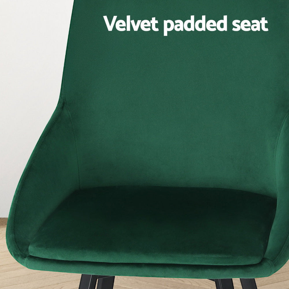 Dining Chairs Set of 4 Velvet Swivel Base Green