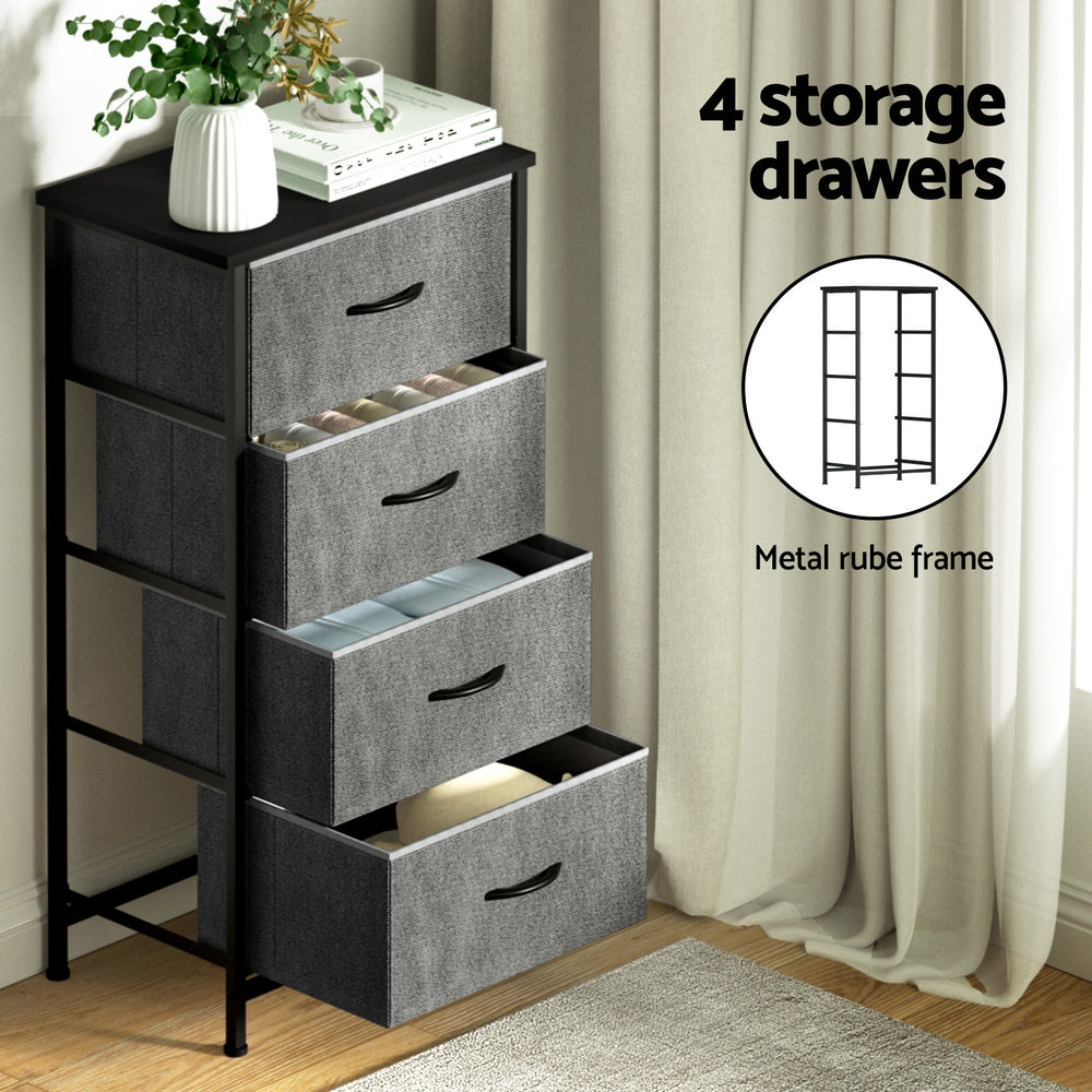 Chest of 4 Drawers Storage Dresser Tallboy Grey