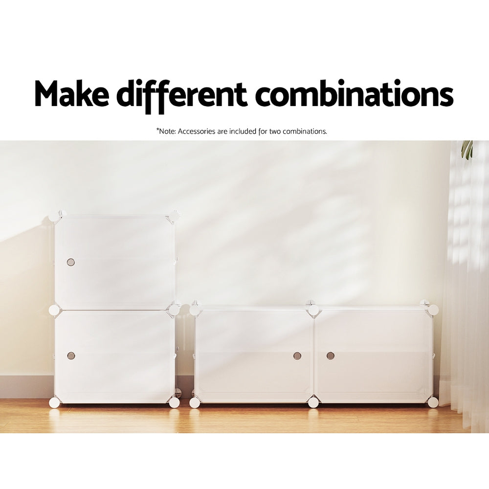 Shoe Rack DIY Set of 2 Storage Cube Stackable White