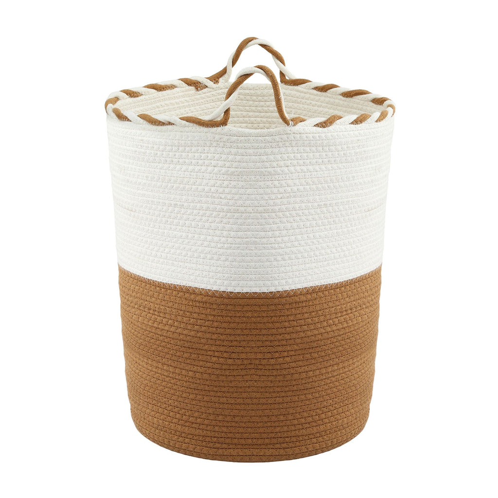 Artiss Woven Laundry Basket with handles Foldable White & Brown