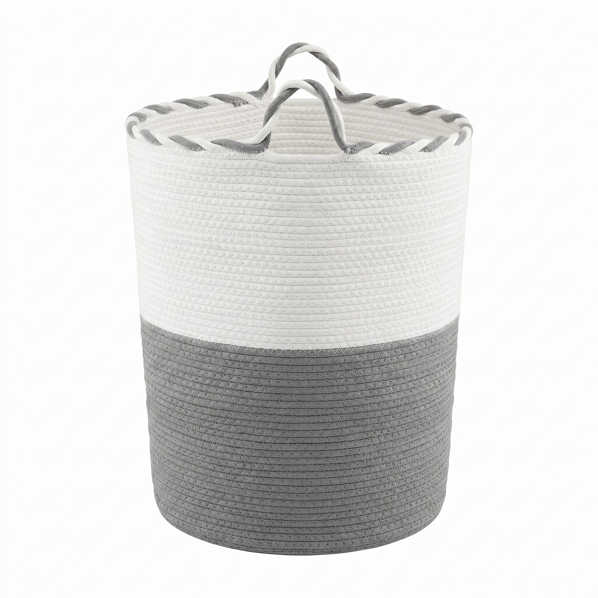 Artiss Woven Laundry Basket with handles Foldable White & Grey