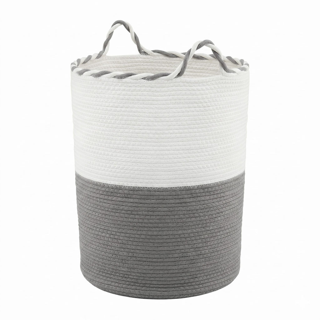 Artiss Woven Laundry Basket with handles Foldable White & Grey