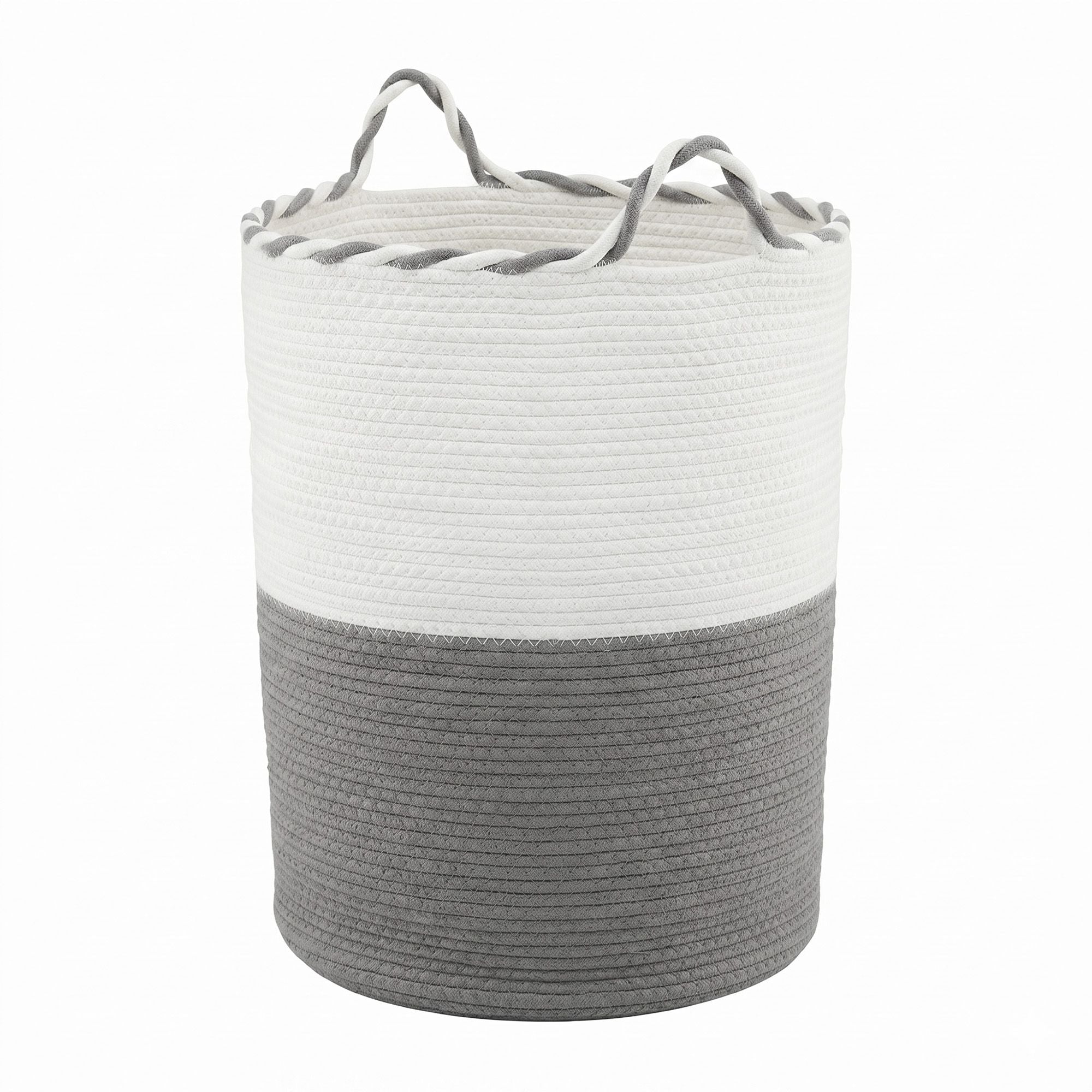 Artiss Woven Laundry Basket with handles Foldable White & Grey