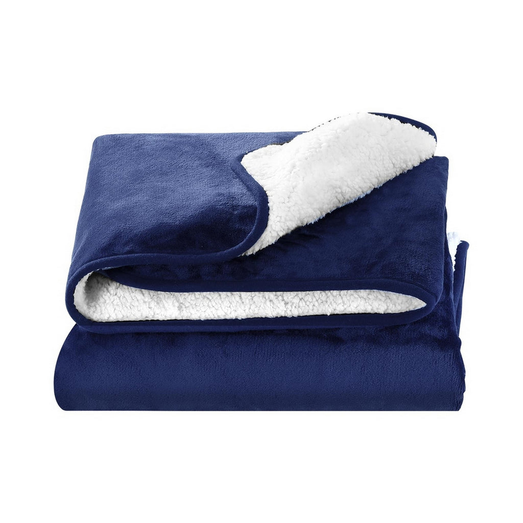 Giselle Electric Throw Rug Heated Blanket Washable Snuggle Flannel Winter Navy