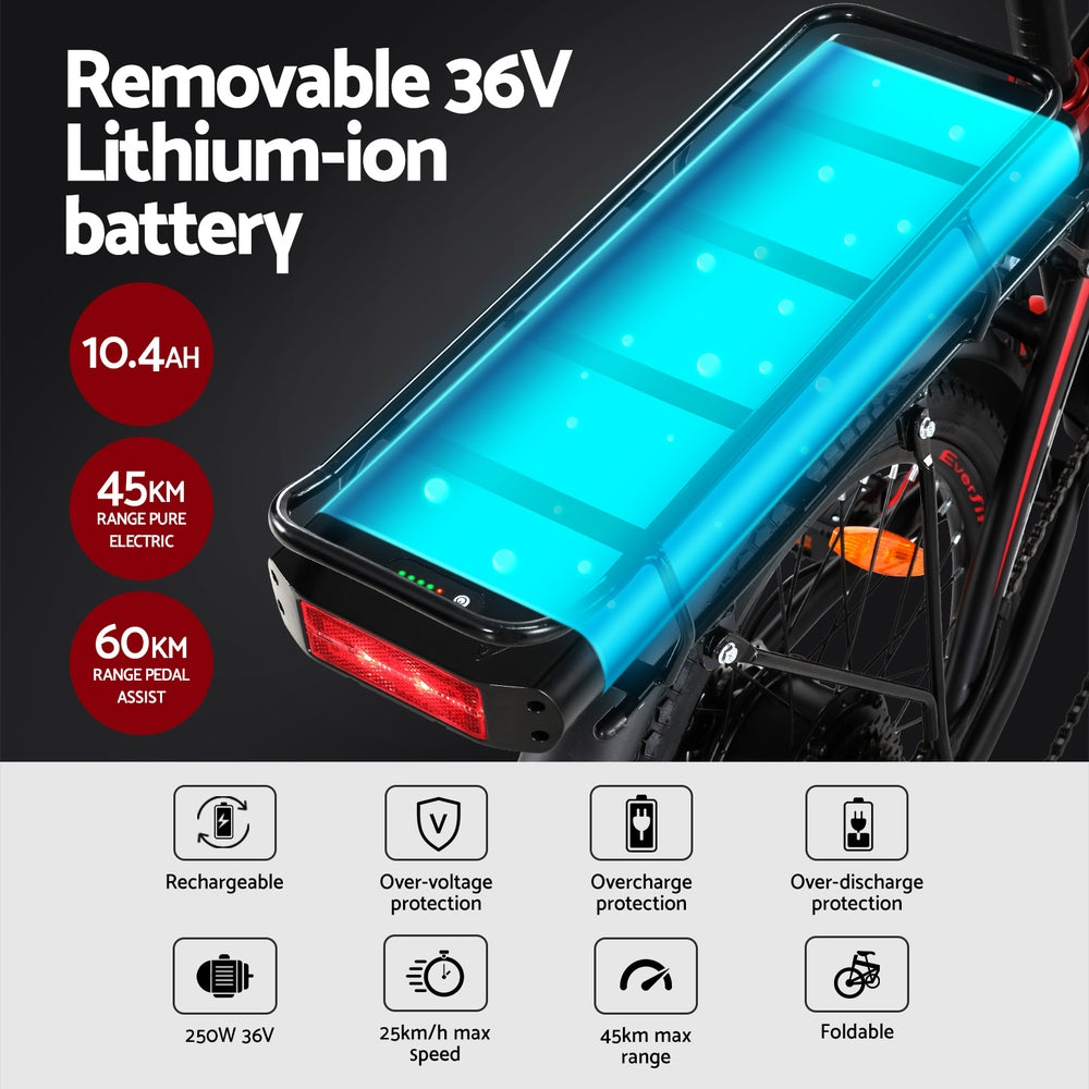 Folding Electric Bike Urban City Bicycle eBike Rechargeable Battery 250W