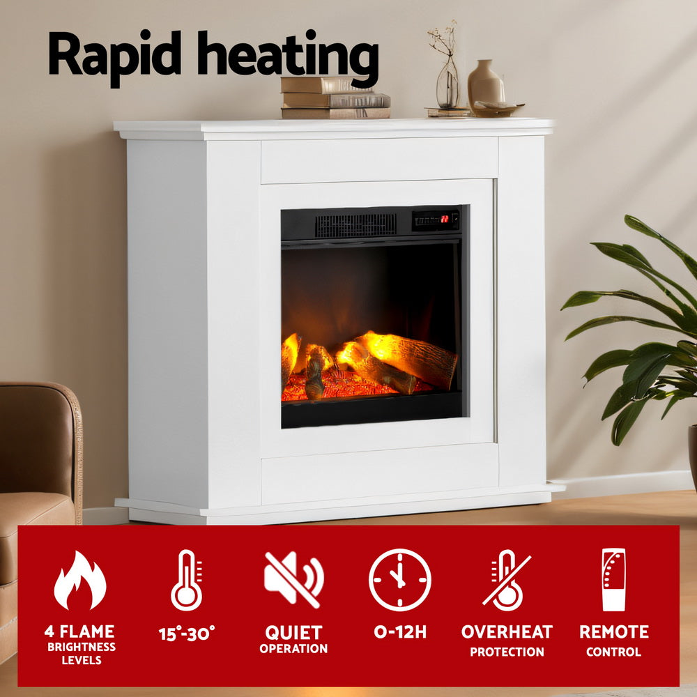 Electric Fireplace Fire Heater 2000W White