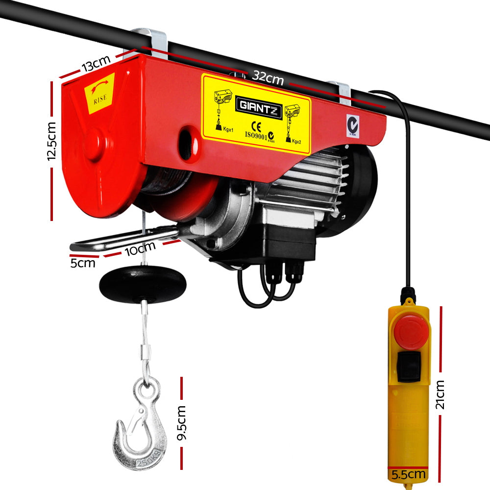Electric Hoist Winch 125/250KG Cable 18M Rope Tool Remote Chain Lifting