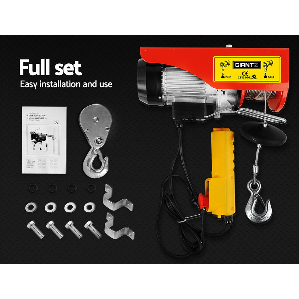 Electric Hoist Winch 125/250KG Cable 18M Rope Tool Remote Chain Lifting