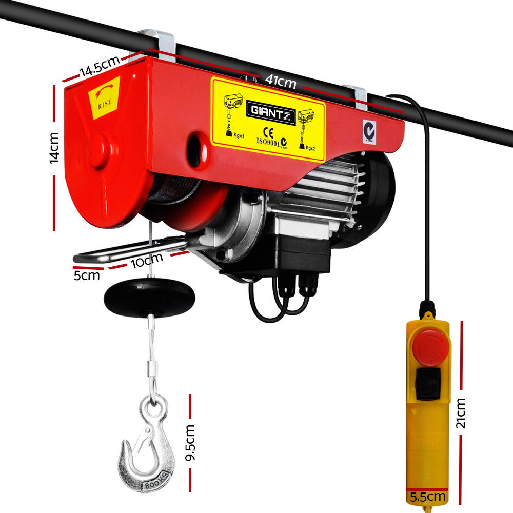 Electric Hoist Winch 400/800KG Cable 20M Rope Tool Remote Chain Lifting