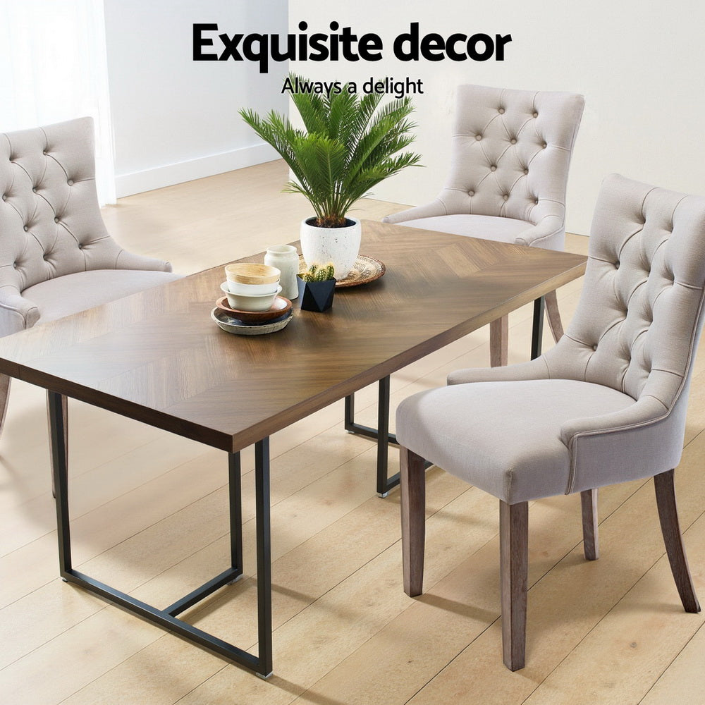 Dining Chairs Set of 4 Linen French Provincial Beige