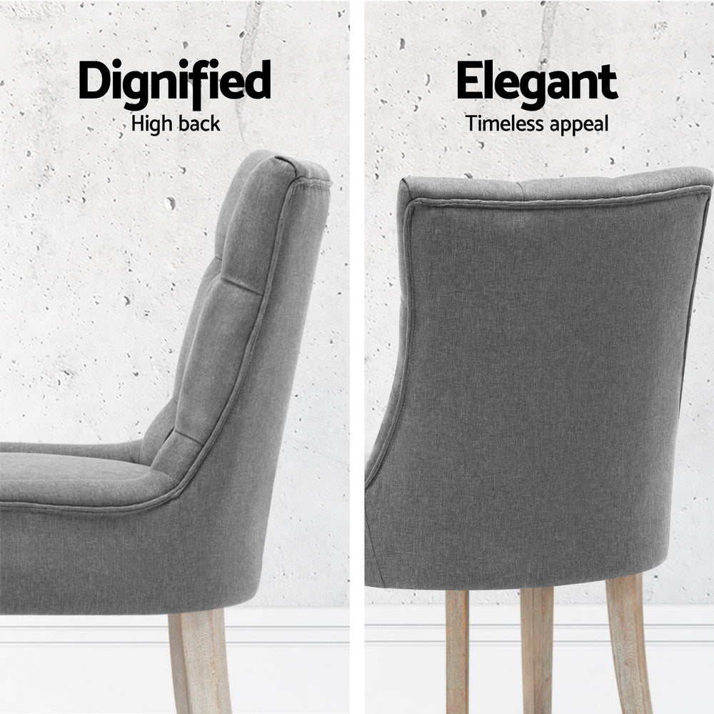 Dining Chairs Set of 4 Linen French Provincial Grey