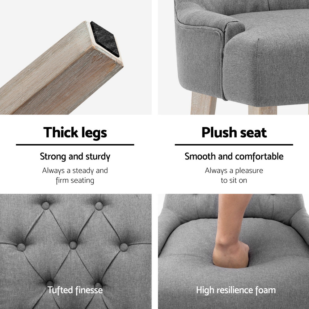 Dining Chairs Set of 4 Linen French Provincial Grey