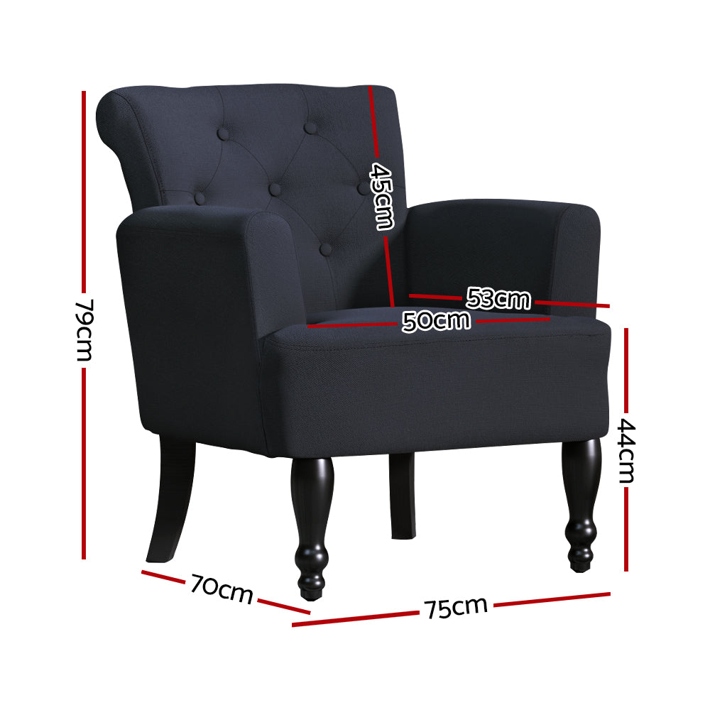 Armchair Wingback Charcoal Lothair