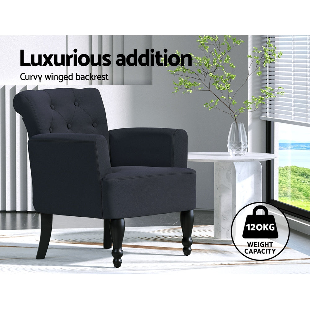 Armchair Wingback Charcoal Lothair