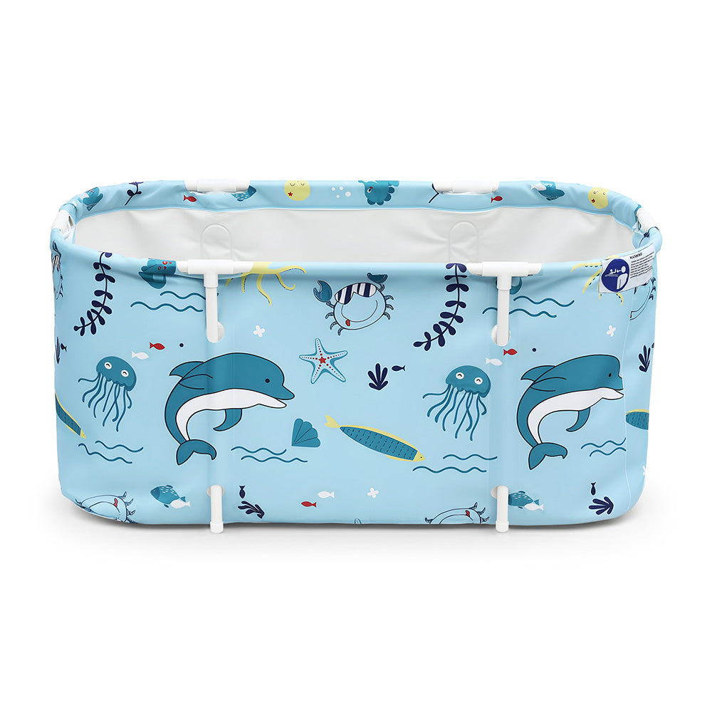 Weisshorn Foldable Bathtub PVC Spa Bucket Inflatable Cushion 114x62cm Blue