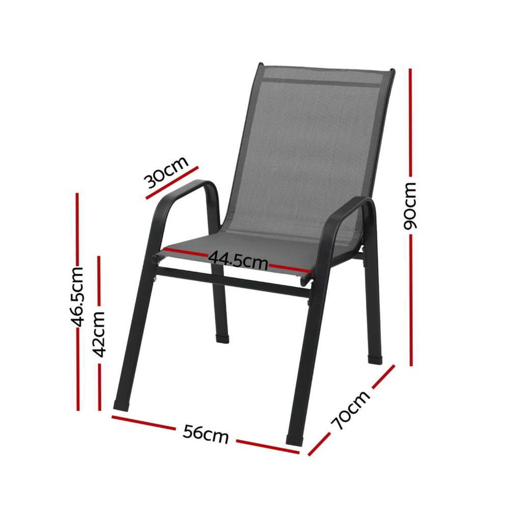 Gardeon 2PC Outdoor Dining Chairs Stackable Lounge Chair Patio Furniture Black