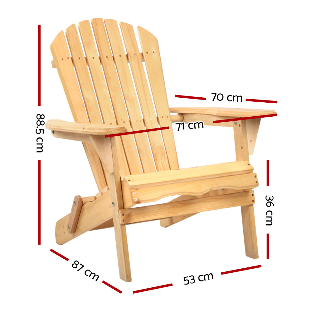 Adirondack Outdoor Chairs Wooden Beach Chair Patio Furniture Garden Natural