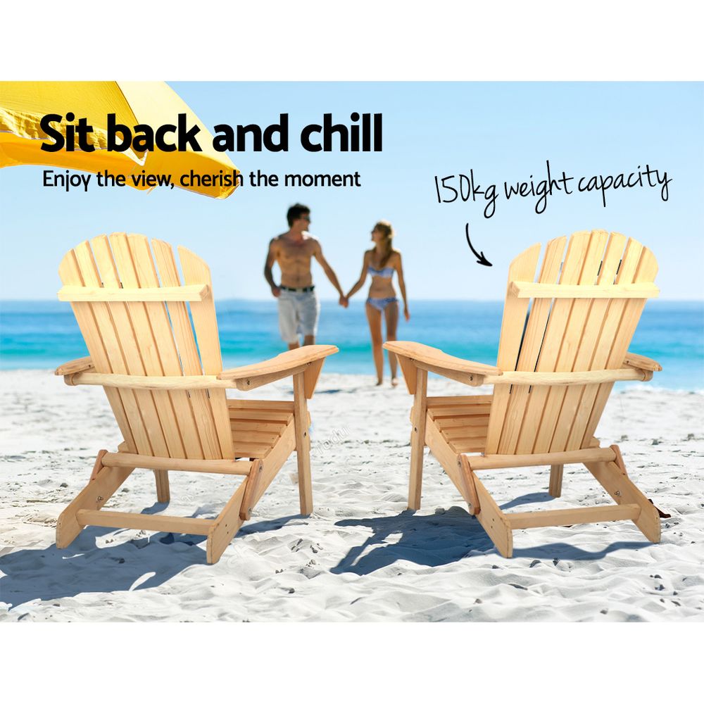Adirondack Outdoor Chairs Wooden Beach Chair Patio Furniture Garden Natural