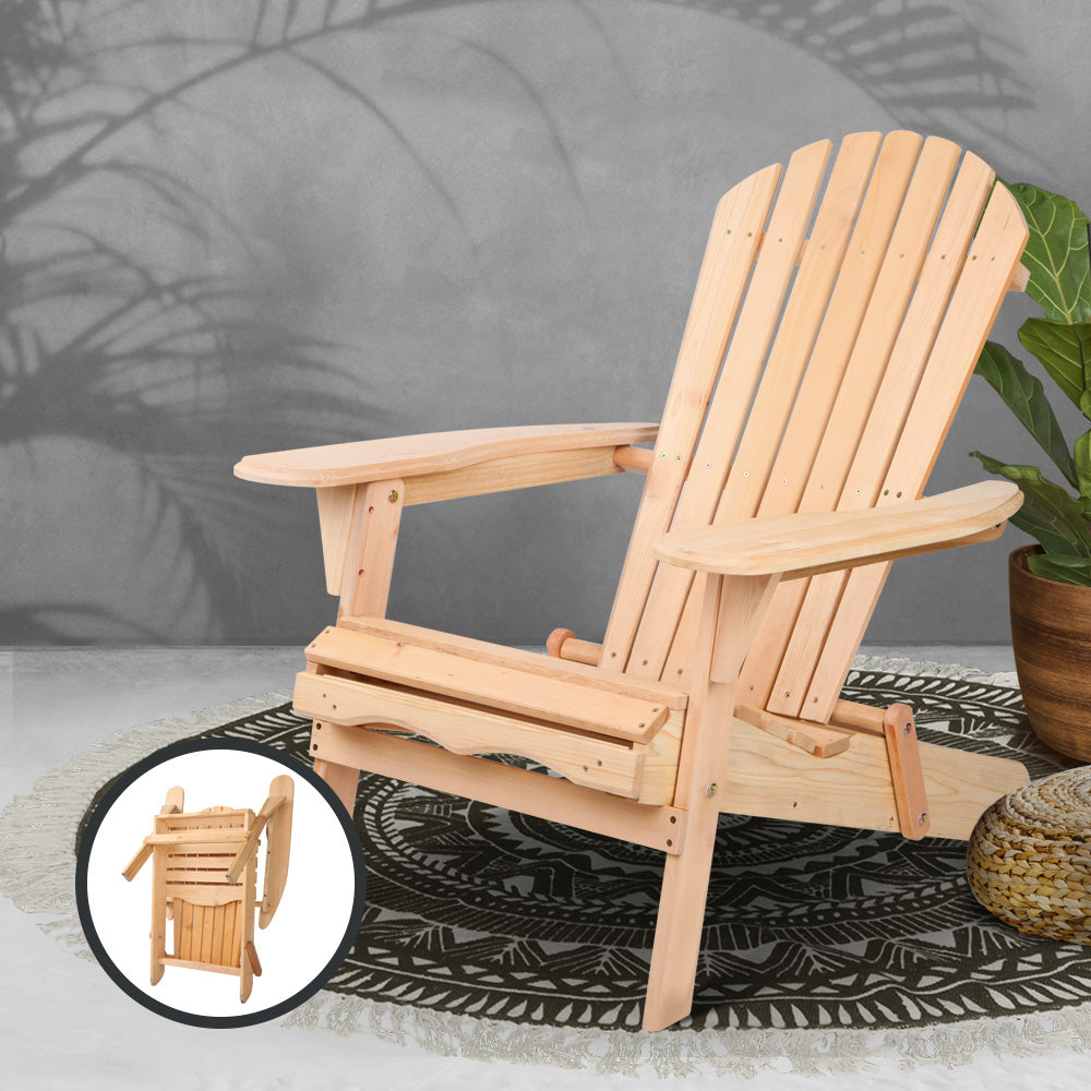 Adirondack Outdoor Chairs Wooden Beach Chair Patio Furniture Garden Natural