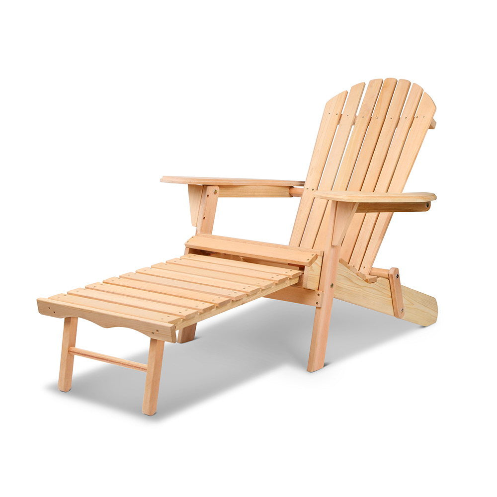 Adirondack Outdoor Chairs Wooden Sun Lounge Patio Furniture Garden Natural
