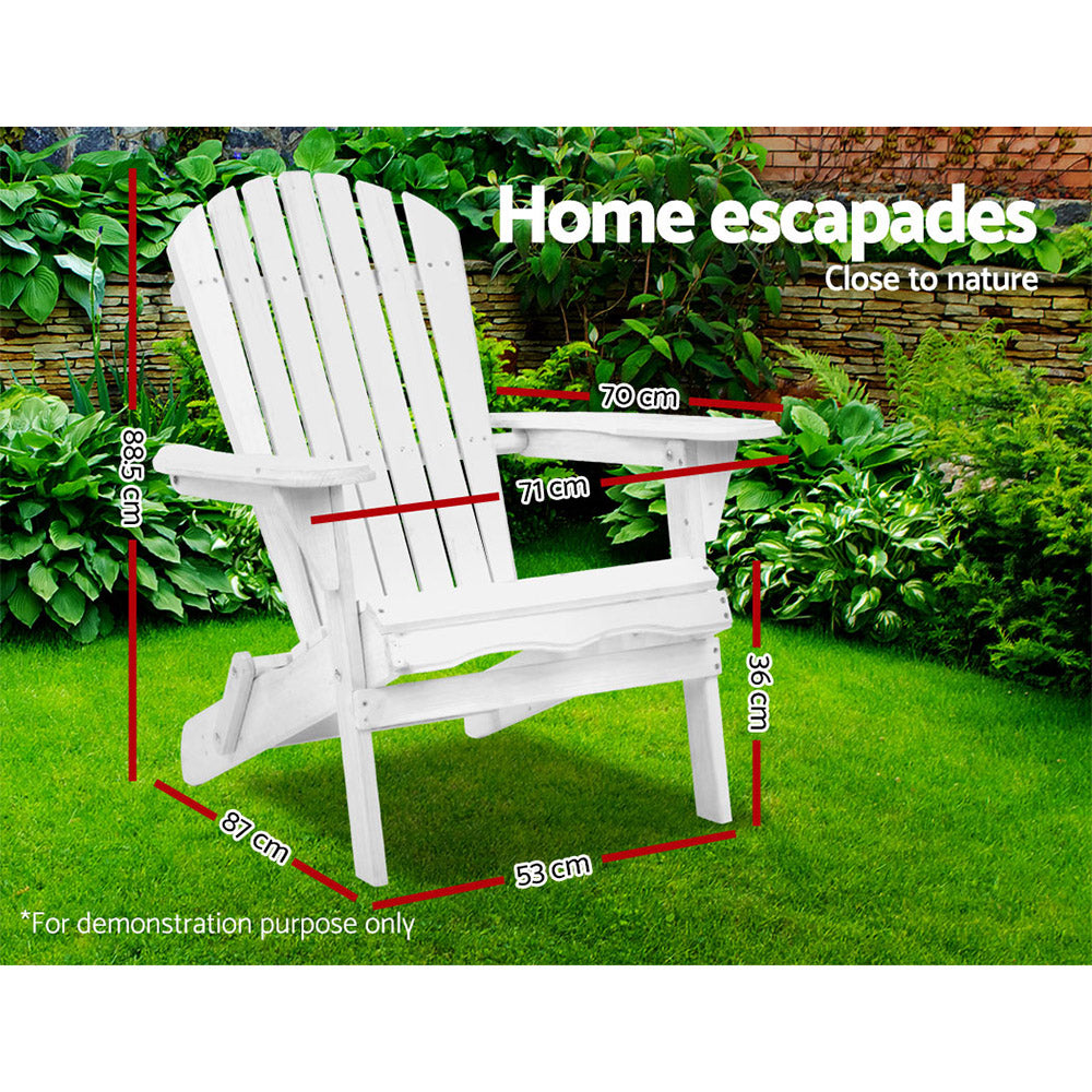 Adirondack Outdoor Chairs Wooden Foldable Beach Chair Patio Furniture White