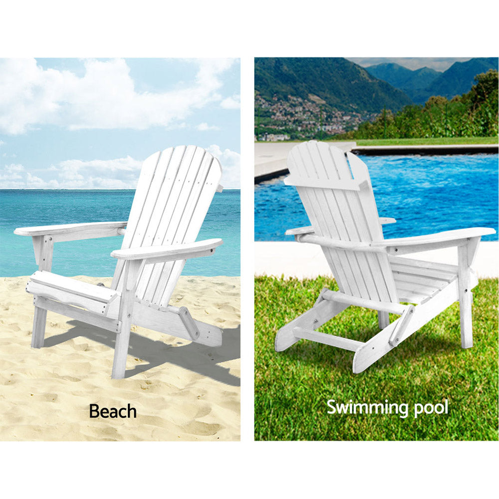 Adirondack Outdoor Chairs Wooden Foldable Beach Chair Patio Furniture White