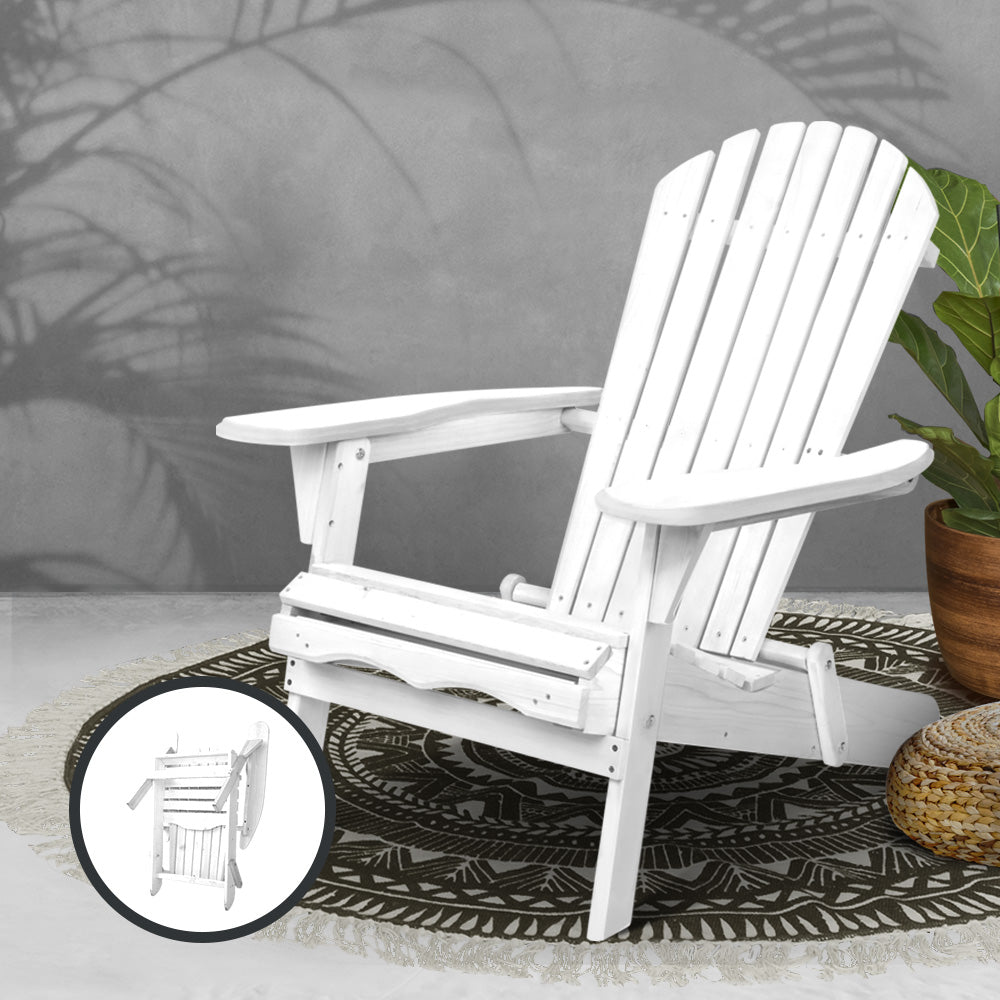 Adirondack Outdoor Chairs Wooden Foldable Beach Chair Patio Furniture White