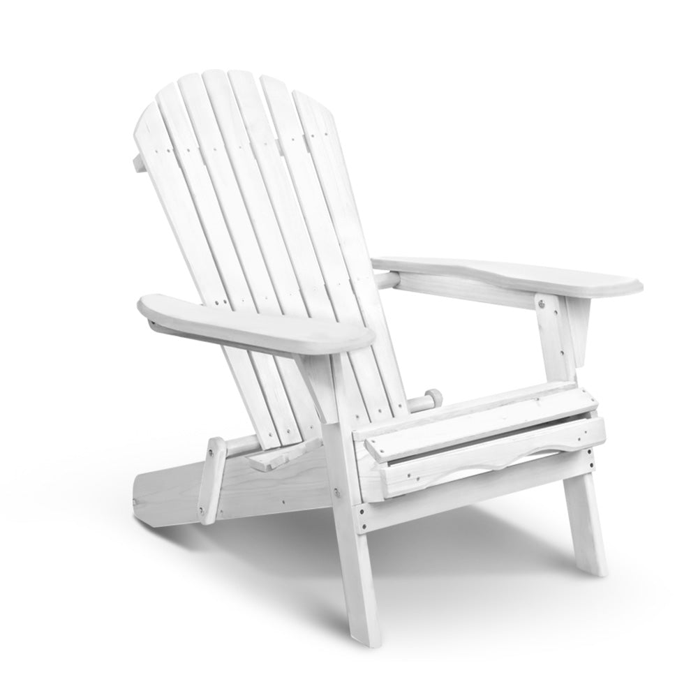 Adirondack Outdoor Chairs Wooden Foldable Beach Chair Patio Furniture White