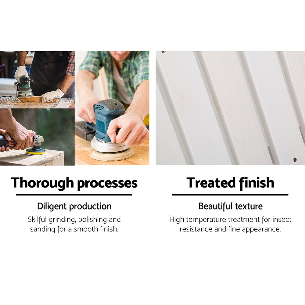 5PC Adirondack Outdoor Table and Chairs Wooden Sun Lounge Patio Furniture White