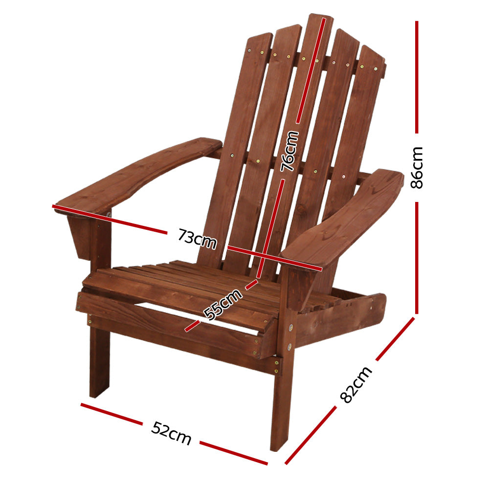Adirondack Outdoor Chairs Wooden Beach Chair Patio Furniture Garden Brown