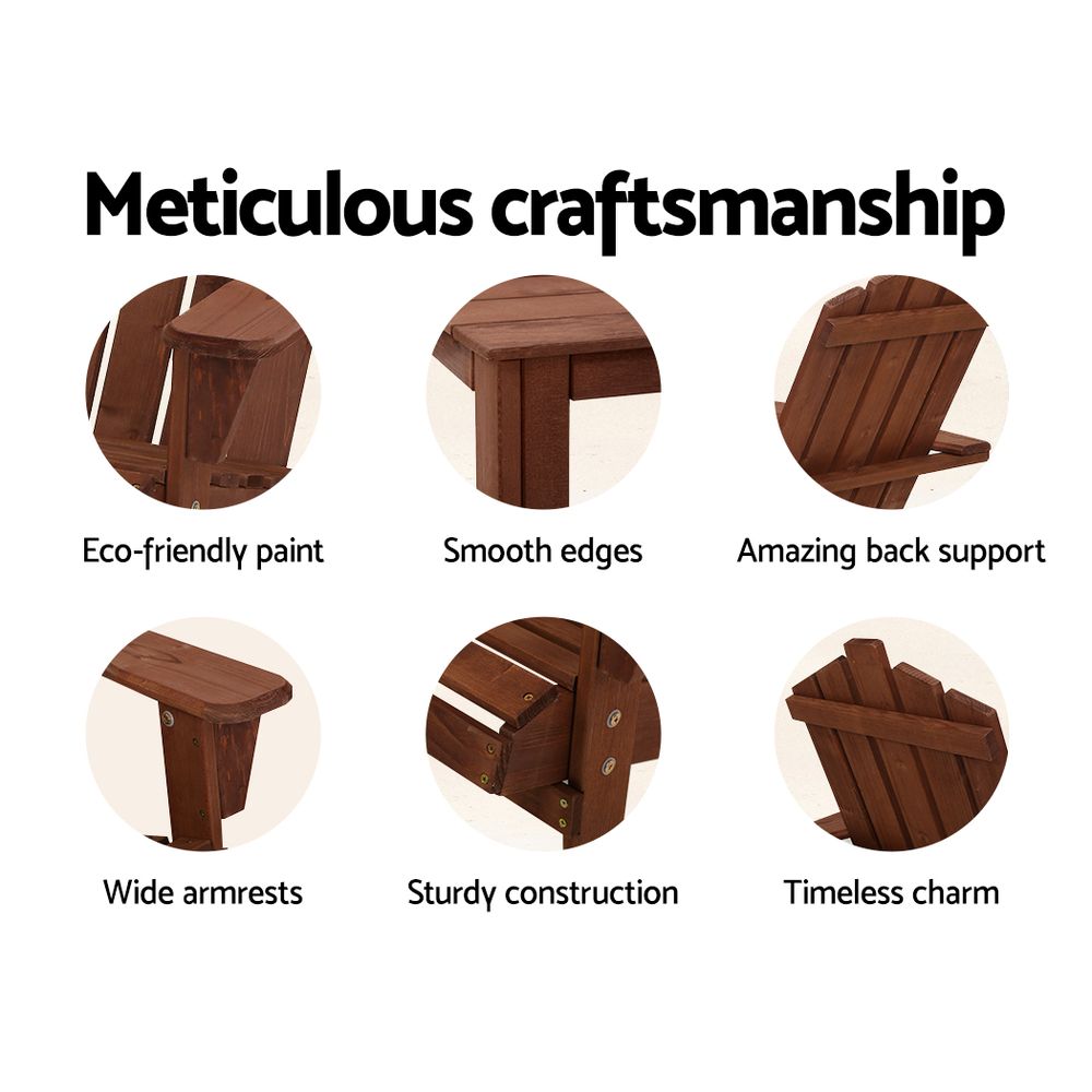 Adirondack Outdoor Chairs Wooden Beach Chair Patio Furniture Garden Brown