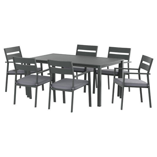 Gardeon Outdoor Dining Set 7 Piece Aluminum Table Chairs Setting Black