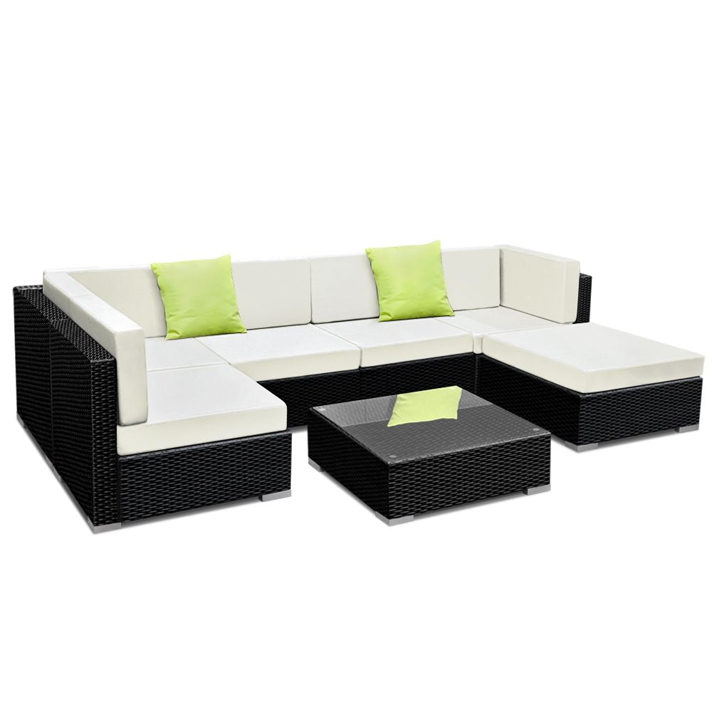 7-Piece Outdoor Sofa Set Wicker Couch Lounge Setting 6 Seater