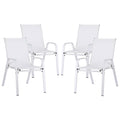 Gardeon 4PC Outdoor Dining Chairs Stackable Lounge Chair Patio Furniture White