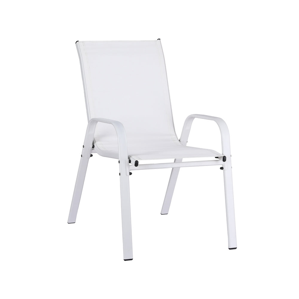 4PC Outdoor Dining Chairs Stackable Lounge Chair Patio Furniture White