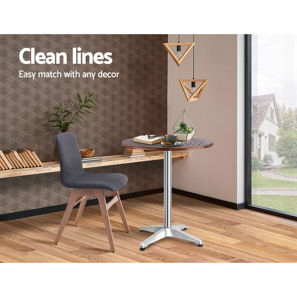 Outdoor Bar Table Wooden Cafe Table Aluminium Pole Round