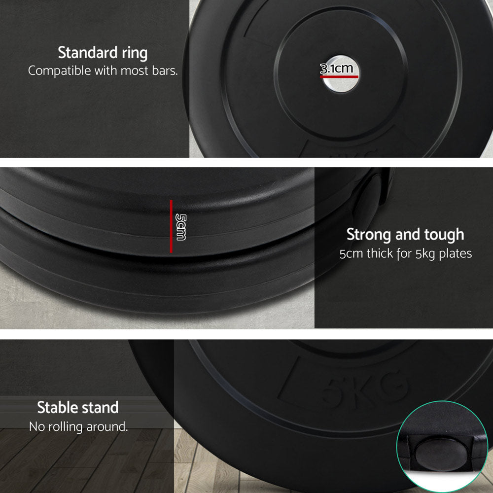 18kg Barbell Set Weight Plates Bar Lifting Bench 168cm