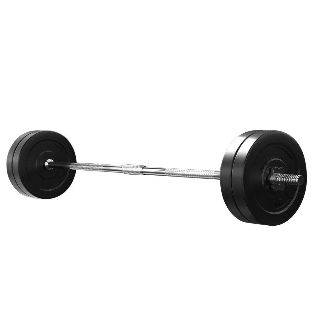 28kg Barbell Set Weight Plates Bar Lifting Bench 168cm