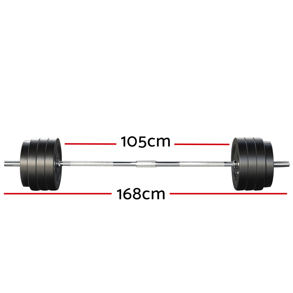 78kg Barbell Set Weight Plates Bar Lifting Bench 168cm