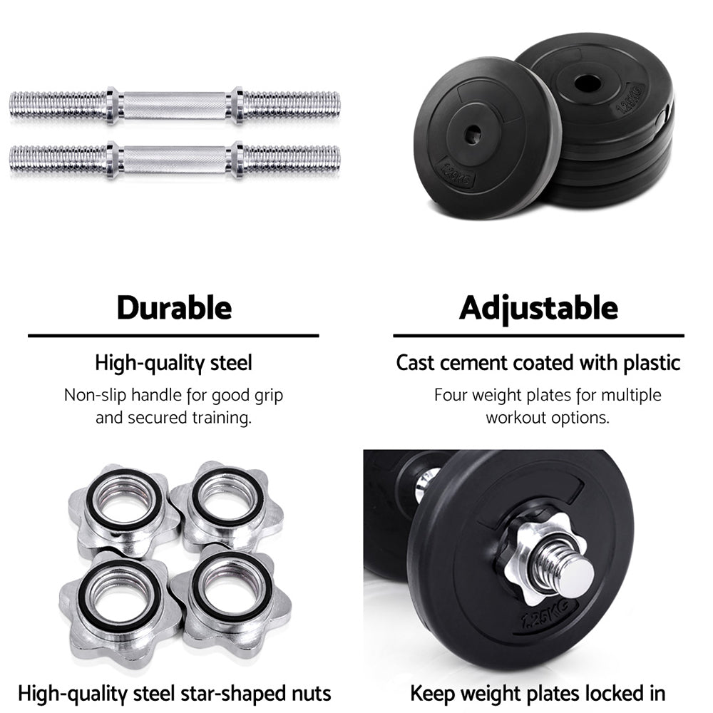 10kg Dumbbell Set Weight Plates Dumbbells Lifting Bench