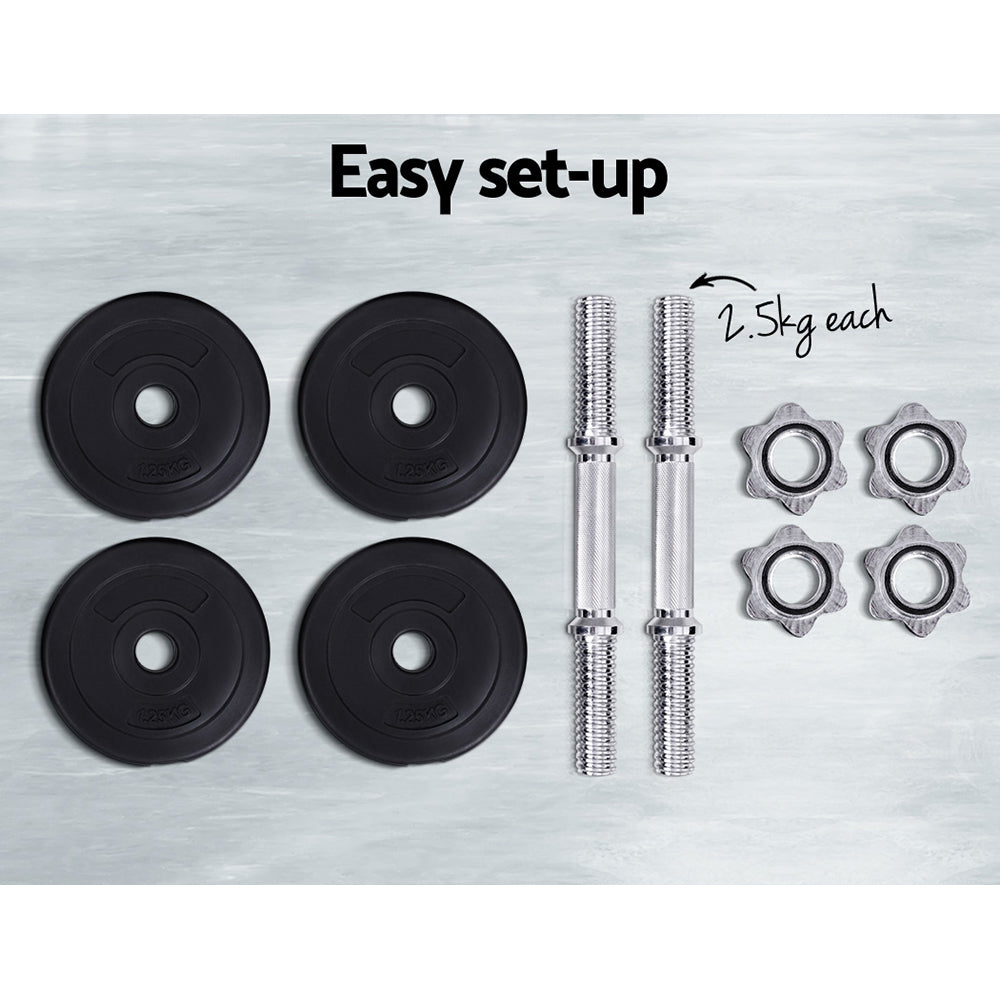 10kg Dumbbell Set Weight Plates Dumbbells Lifting Bench