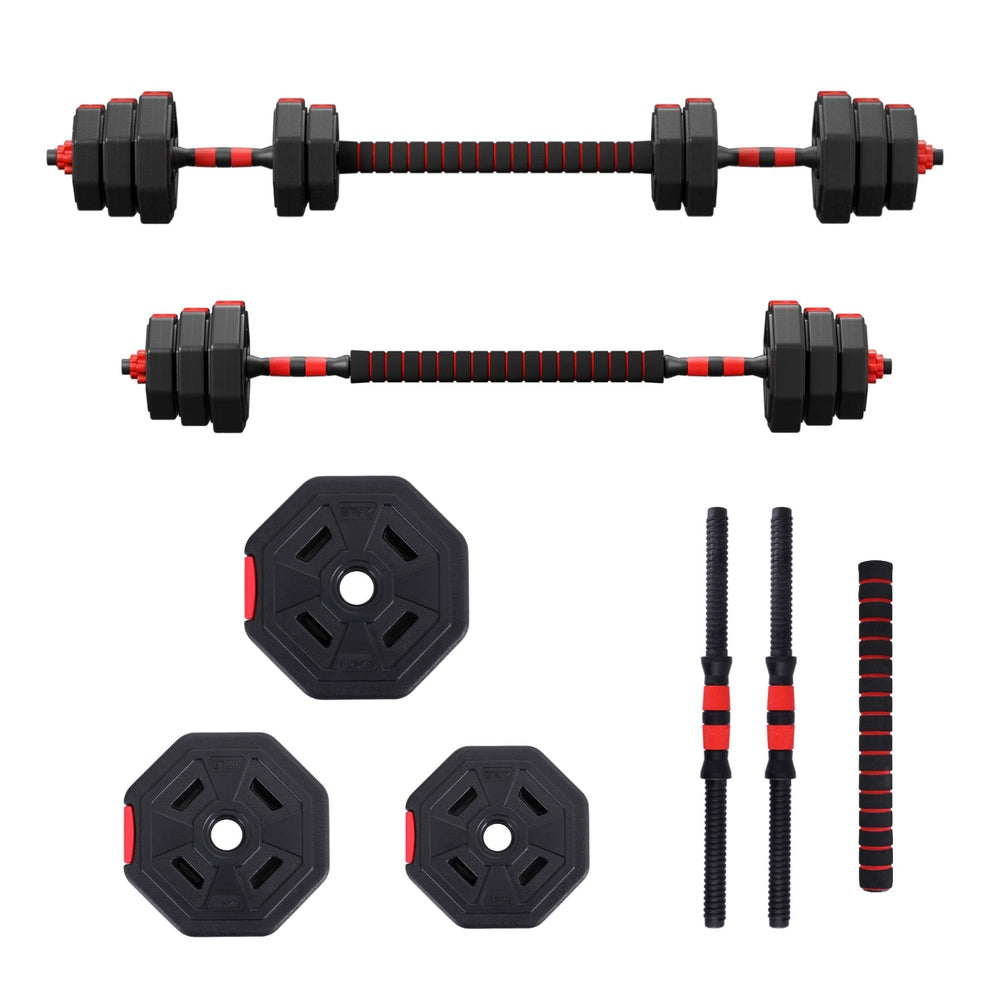 20kg Adjustable Dumbbell Barbell Set Weight Plates Home Workout