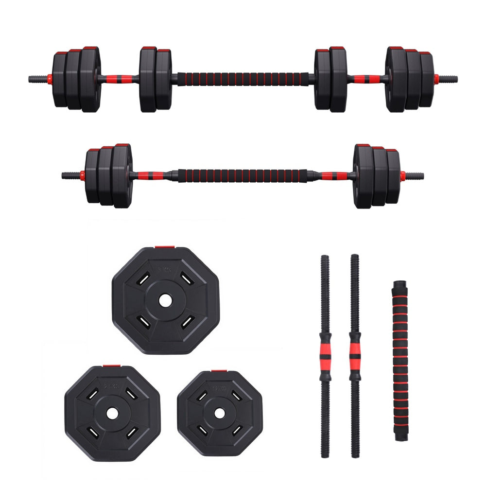 40kg Adjustable Dumbbell Barbell Set Weight Plates Home Workout