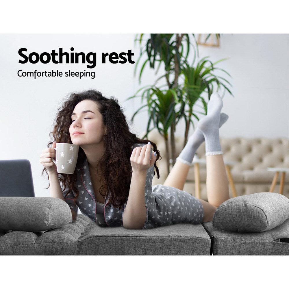 Lounge Sofa Bed 2-seater Grey Fabric