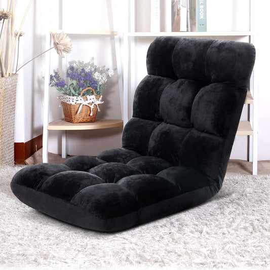 Lounge Sofa Bed Flannel Fabric Black
