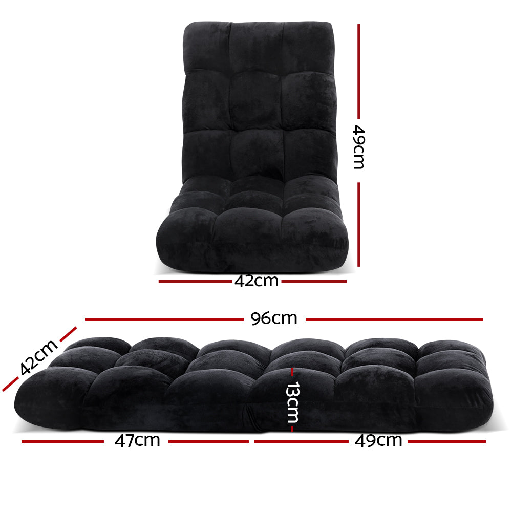 Lounge Sofa Bed Flannel Fabric Black