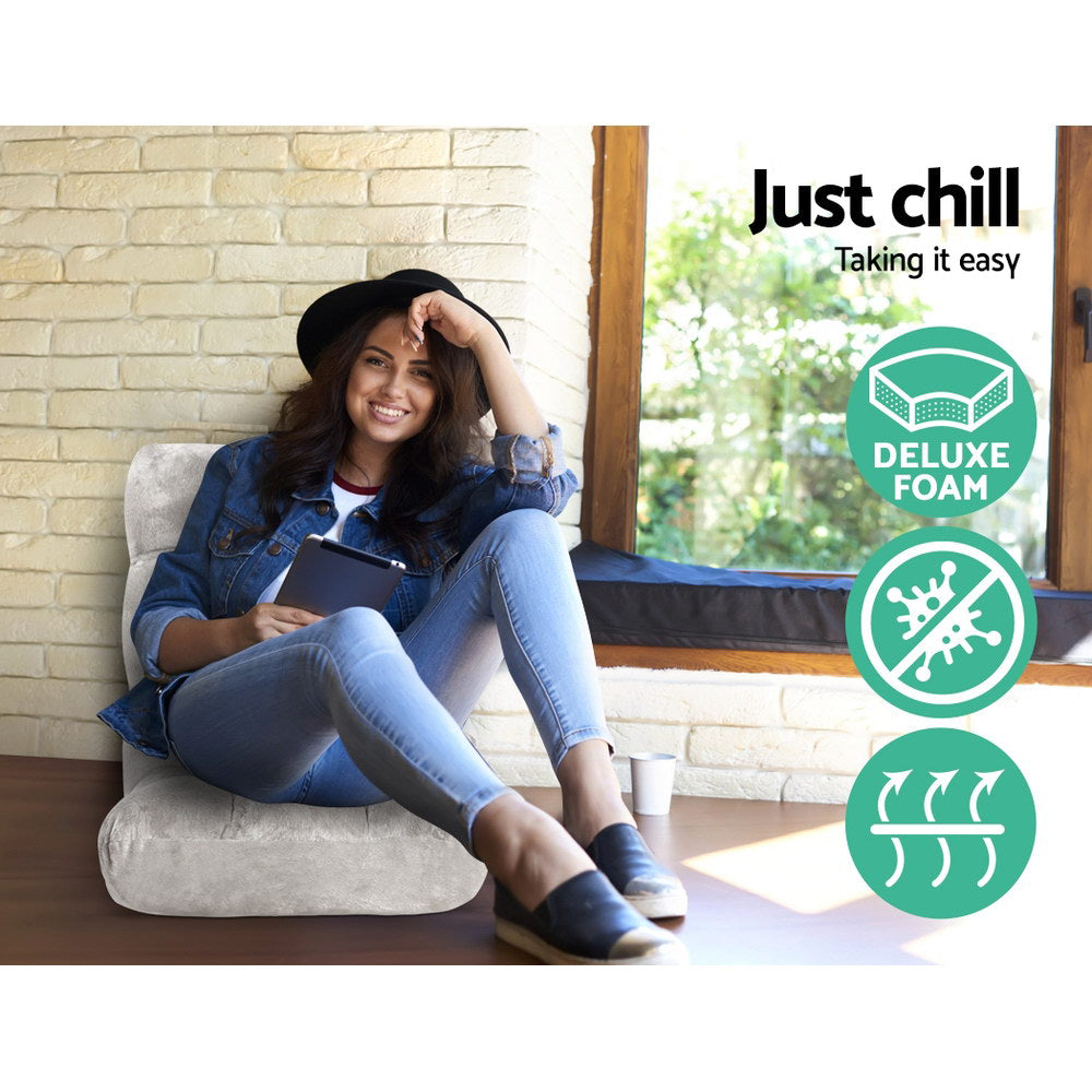 Lounge Sofa Bed Flannel Fabric Grey