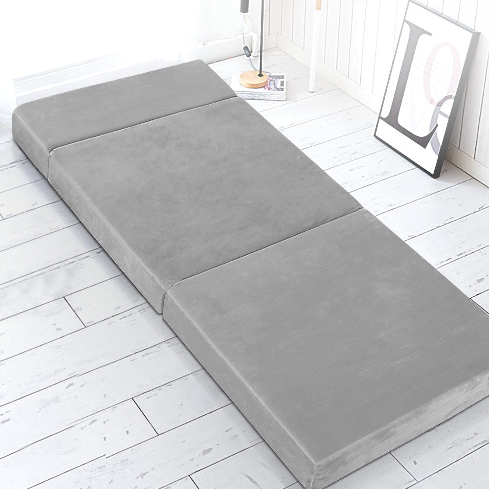 Foldable Mattress Folding Foam Bed Mat Light Grey
