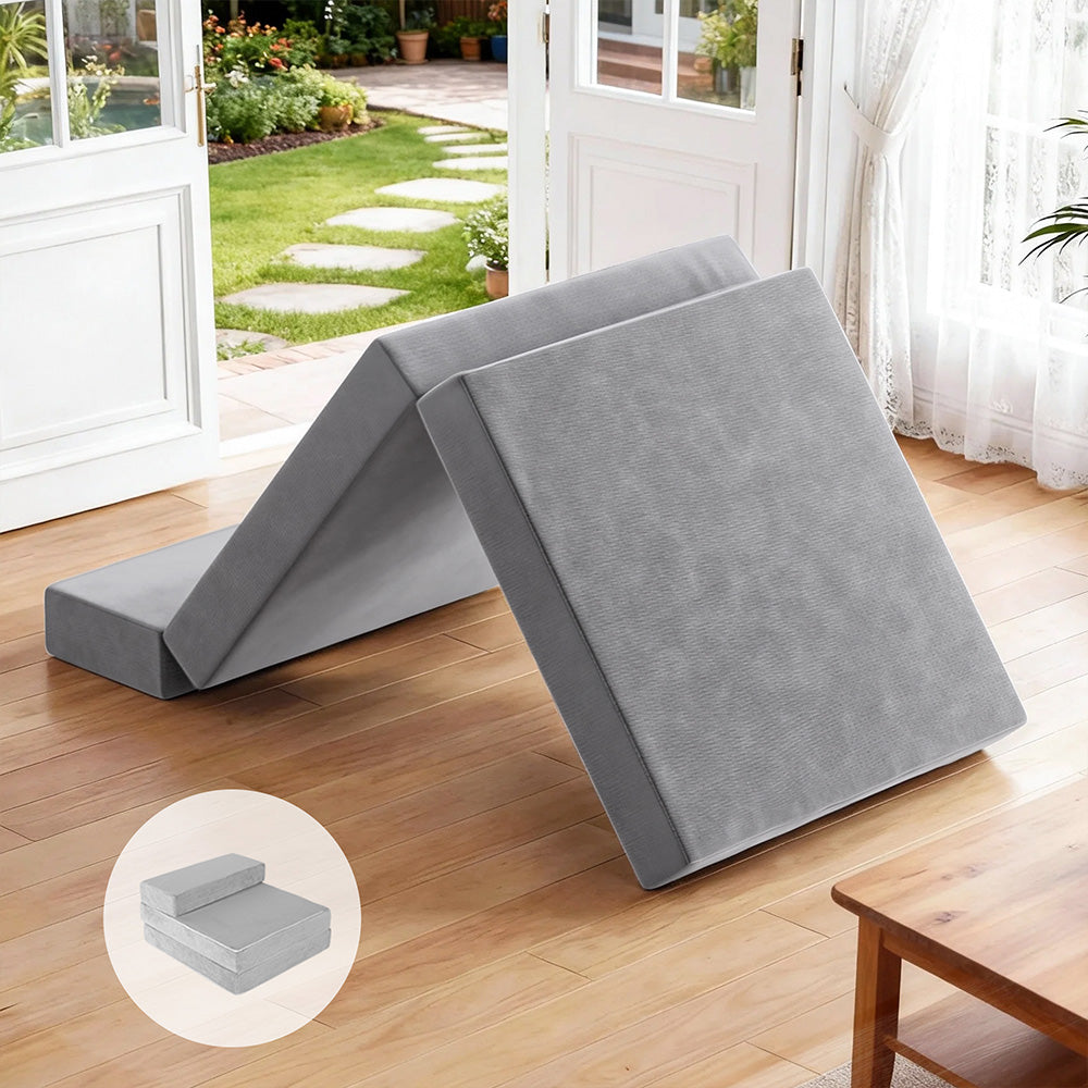 Giselle Bedding Foldable Mattress Folding Foam Bed Mat Light Grey
